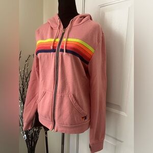 Aviator Nation 5 stripe zipper hoodie